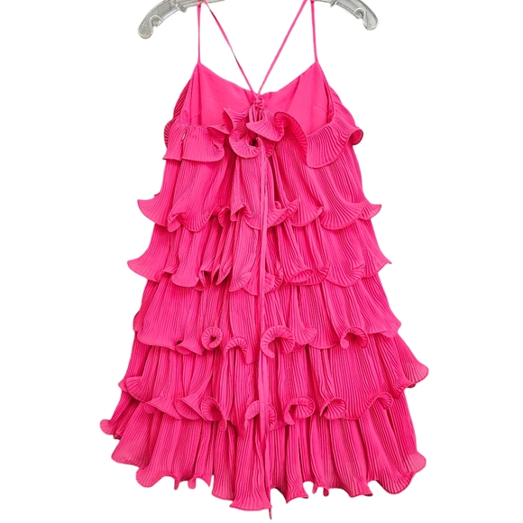 Nwot Akira Hot Pink Pleated Tiered Ruffle Adjustabl Spaghetti straps Par… - Picture 5 of 17